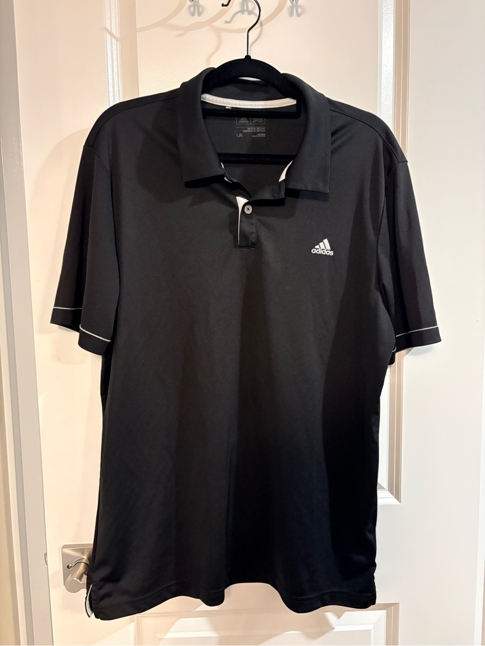 adidas Men’s Black Golf Polo with White Trim